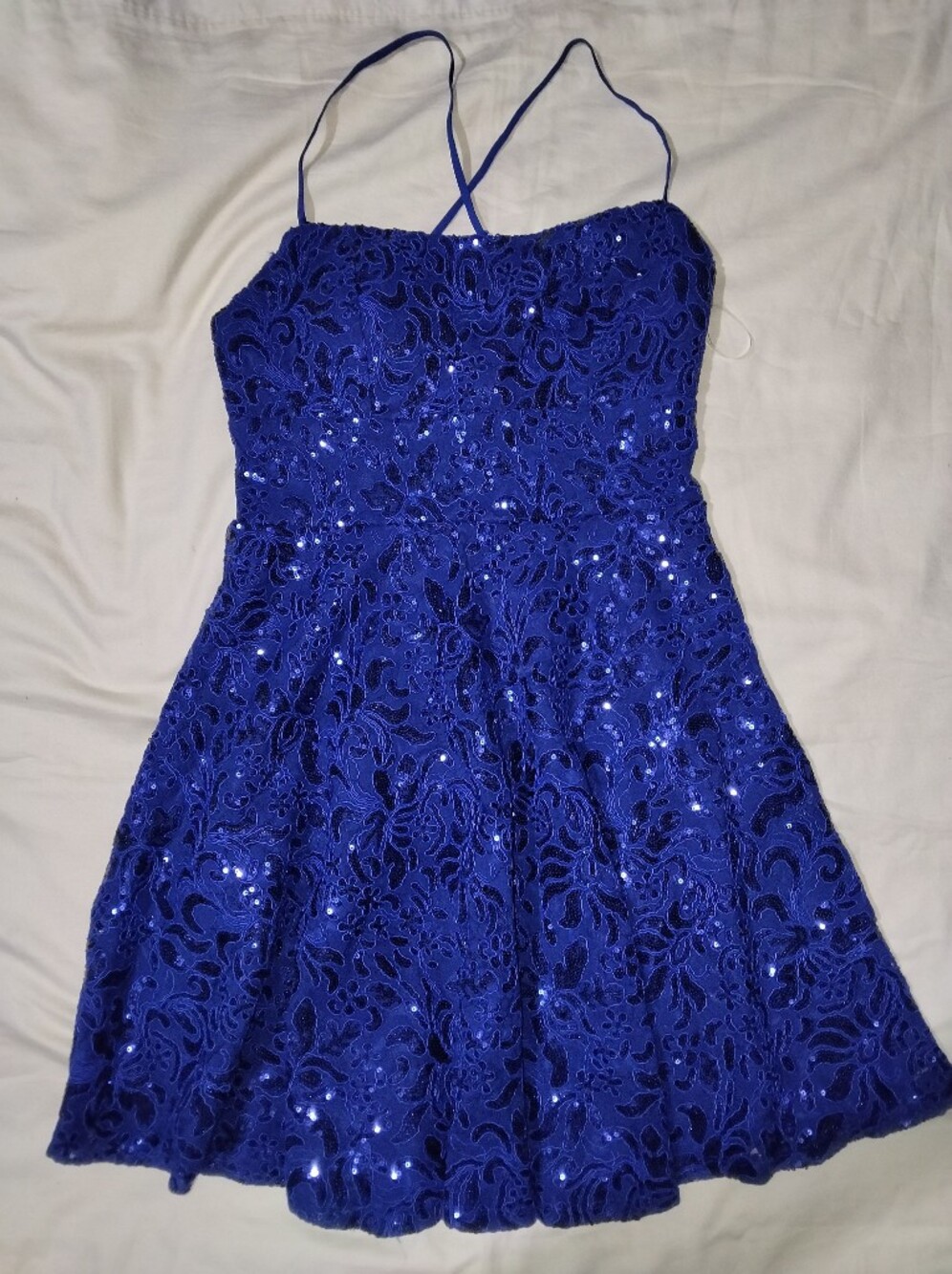 Emerald Sundae Navy Blue Sequin Lace Dress
